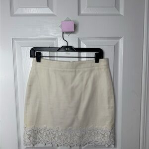J. Crew Cream Mini Skirt with Lace Hem
